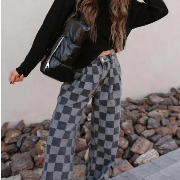 Hot to Go Checked Denim Jeans - Picture 5 of 6